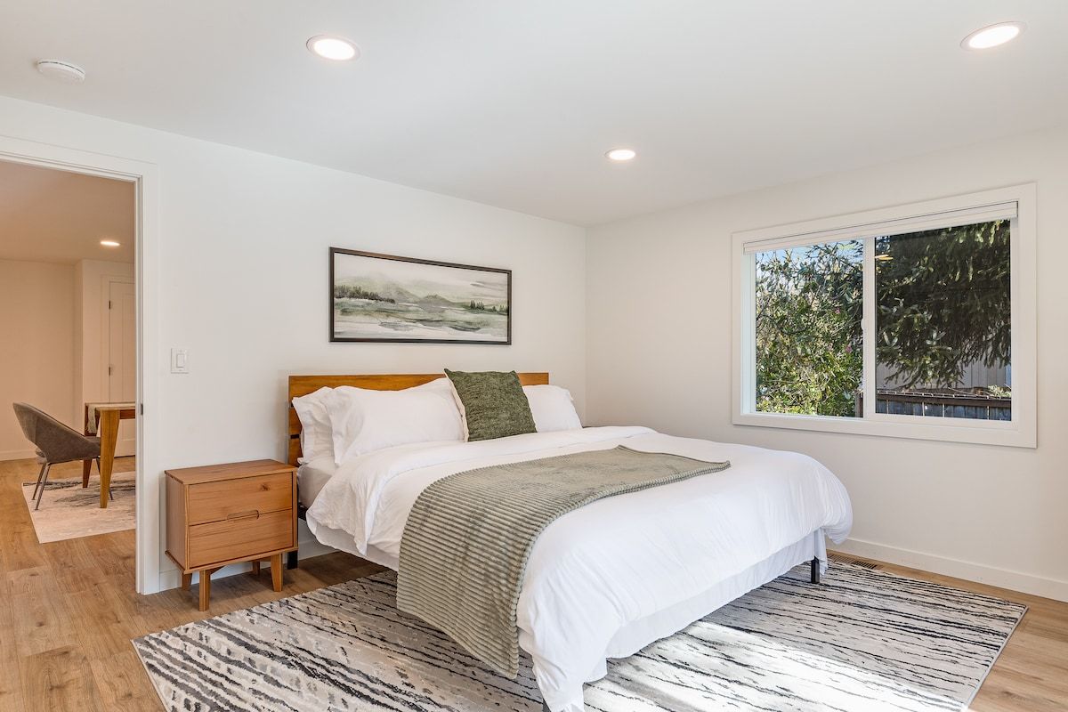 Primary bedroom with king bed